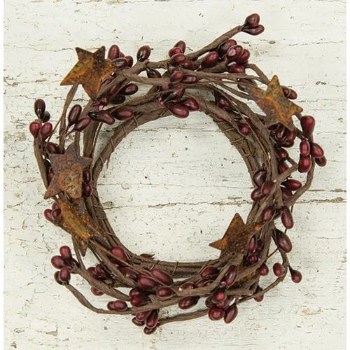 💙 Burgundy Pip Berry with Rusty Stars 6" Ring