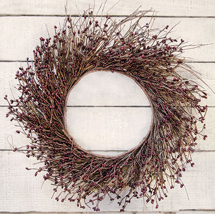 Burgundy Pip Twig Wreath 22" Diameter