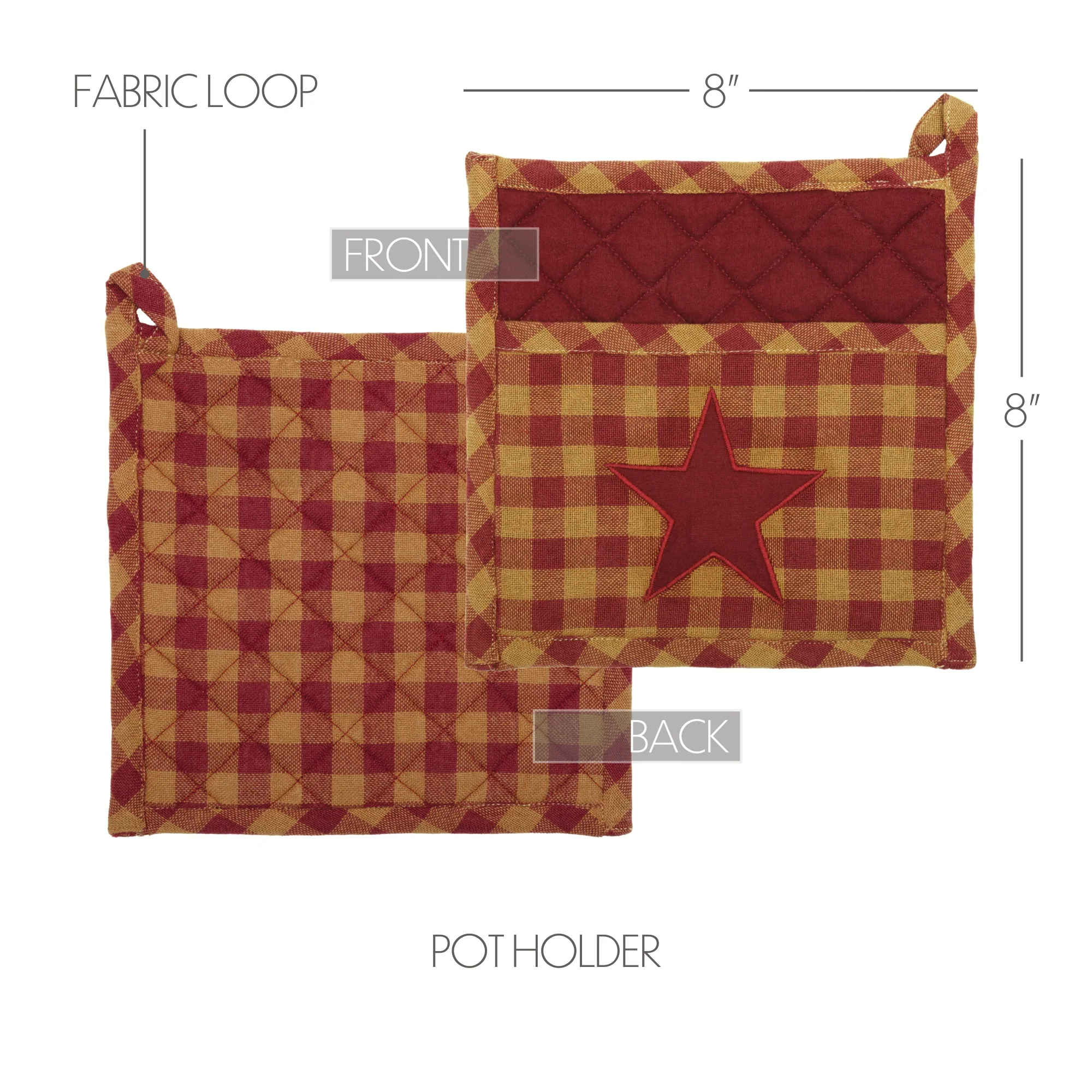 Burgundy Star Pot Holder 8" - Image 4