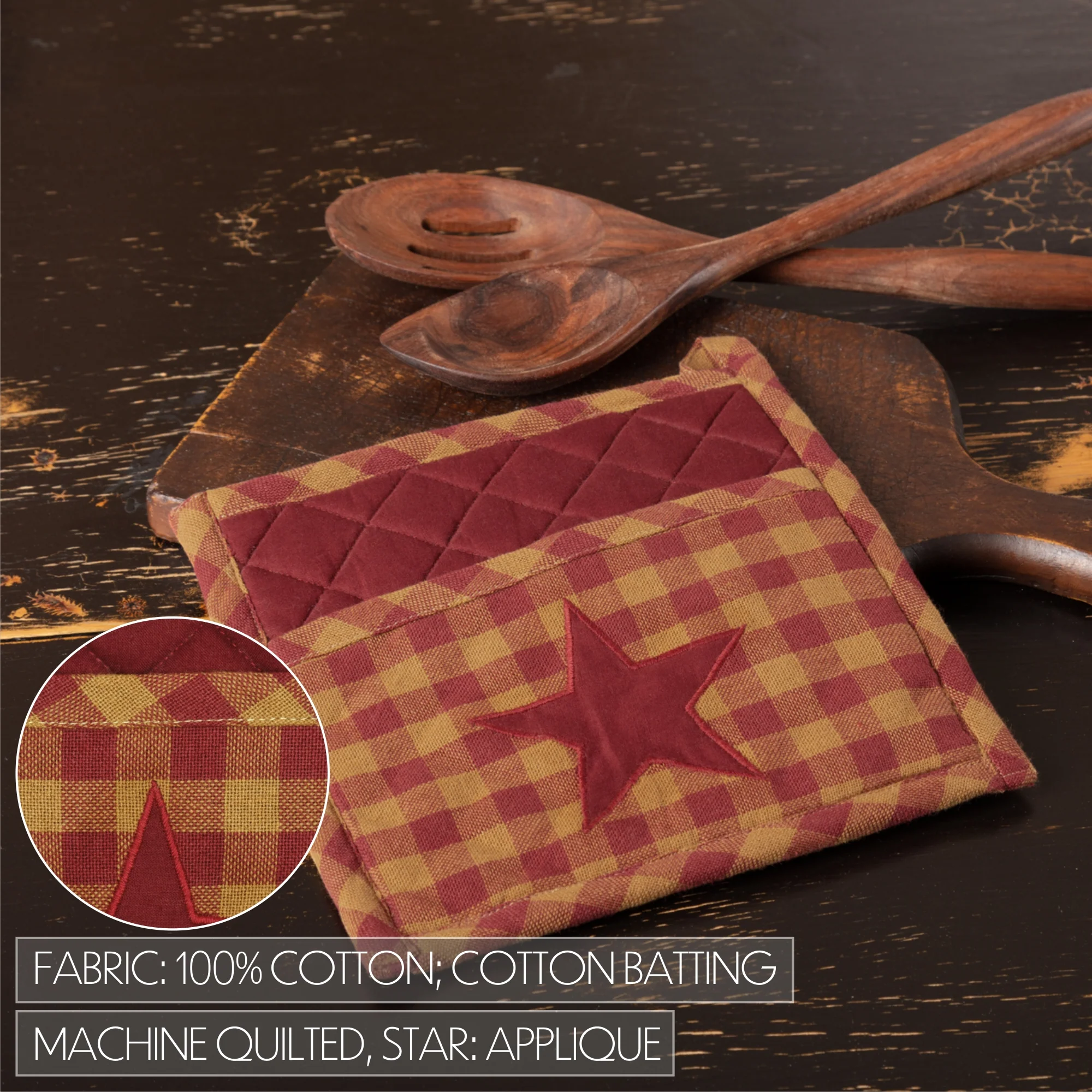 Burgundy Star Pot Holder 8" - Image 5