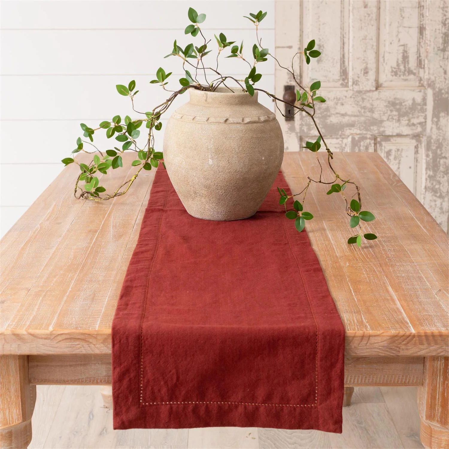 Burgundy Stonewashed Linen Blend 72" Table Runner