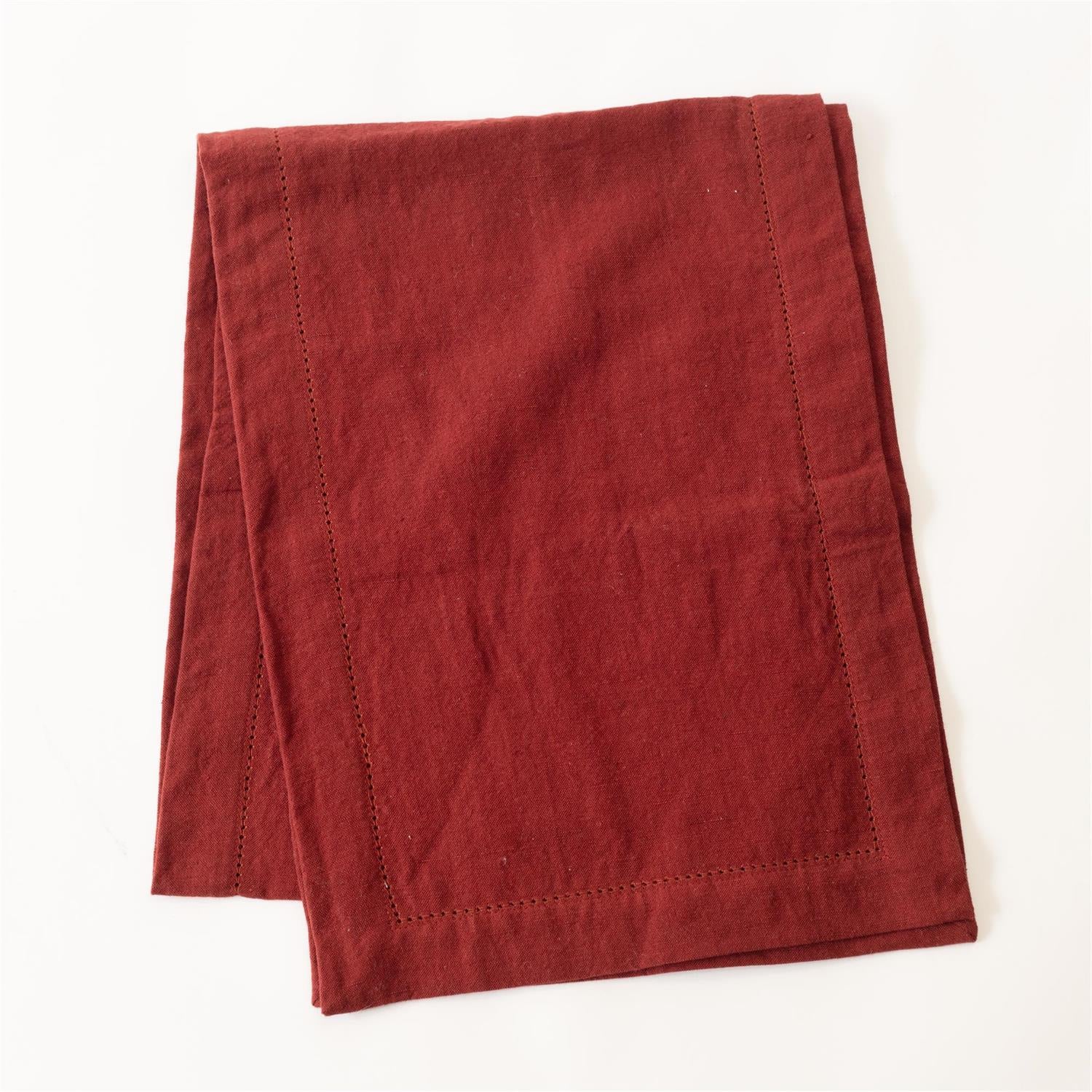 Burgundy Stonewashed Linen Blend 72" Table Runner - Image 2