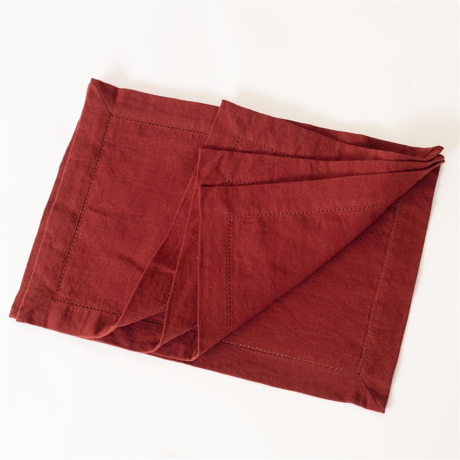 Burgundy Stonewashed Linen Blend Placemats Set of 4 - Image 2