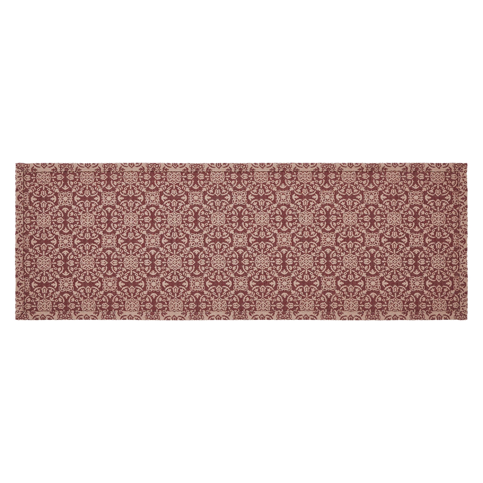 Burgundy Tan Jacquard 36" Table Runner - Image 4