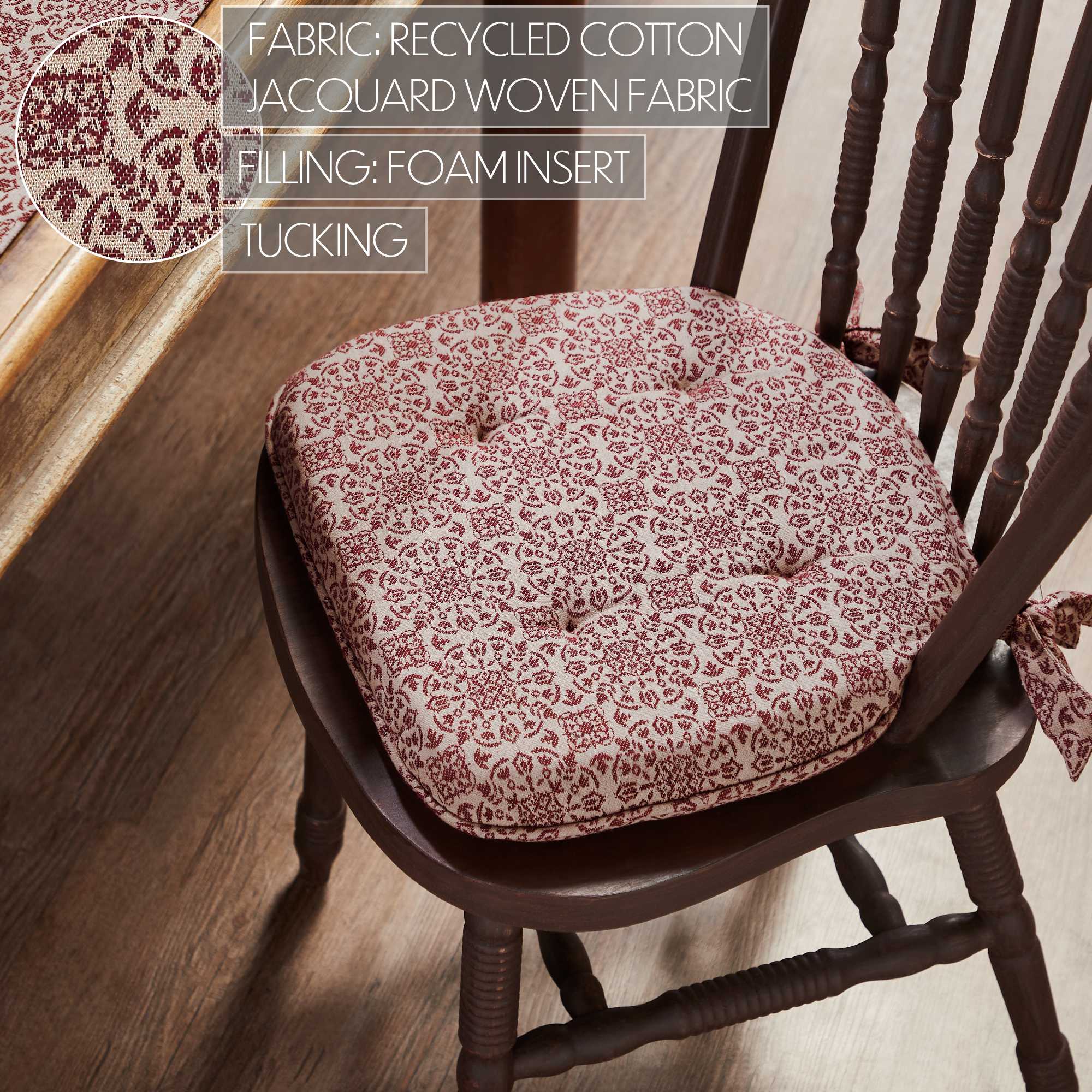 Burgundy Tan Jacquard Chair Pad 16.5" x 18" - Image 3