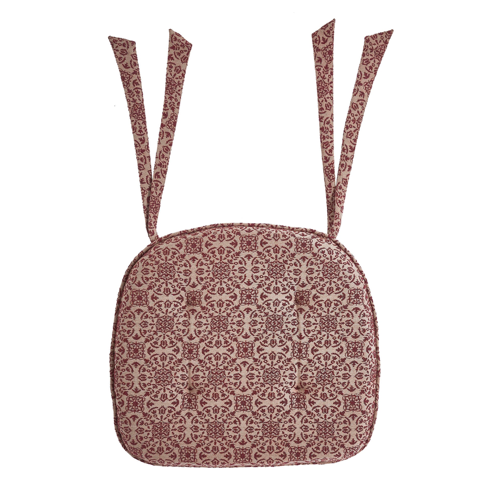 Burgundy Tan Jacquard Chair Pad 16.5" x 18" - Image 4