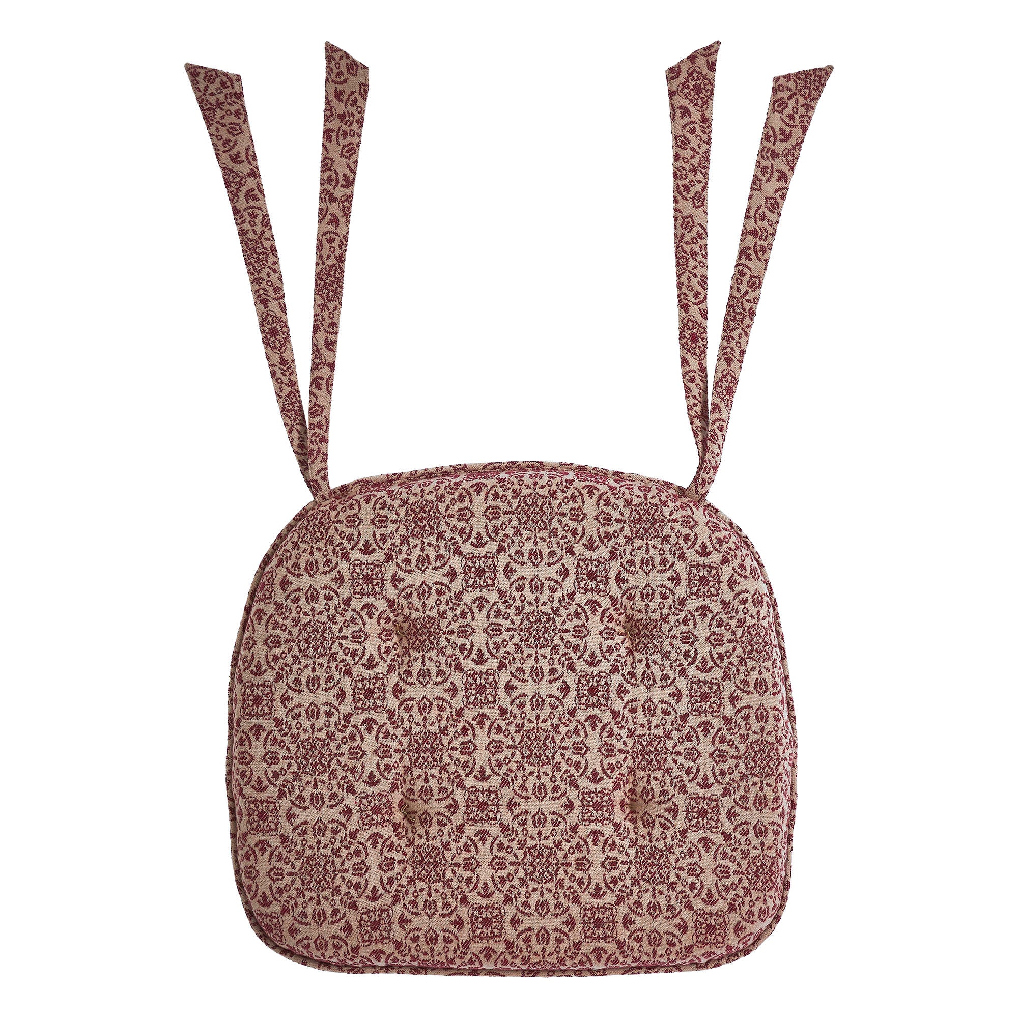 Burgundy Tan Jacquard Chair Pad 16.5" x 18" - Image 5