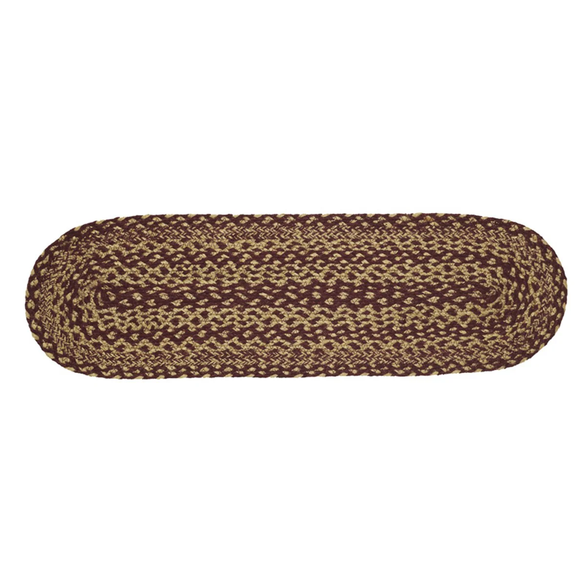 Burgundy Tan Jute Oval Stair Tread 8.5" x 27" - Image 2