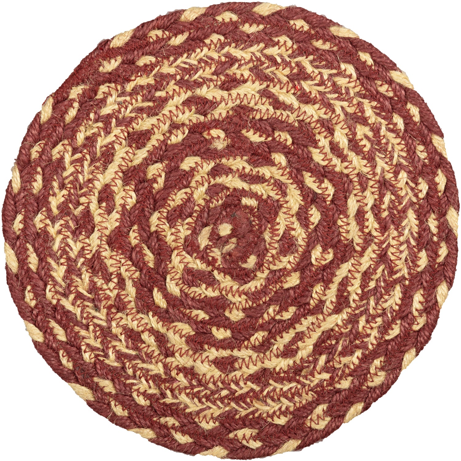 Burgundy Tan Jute Trivet 8'' - Image 4