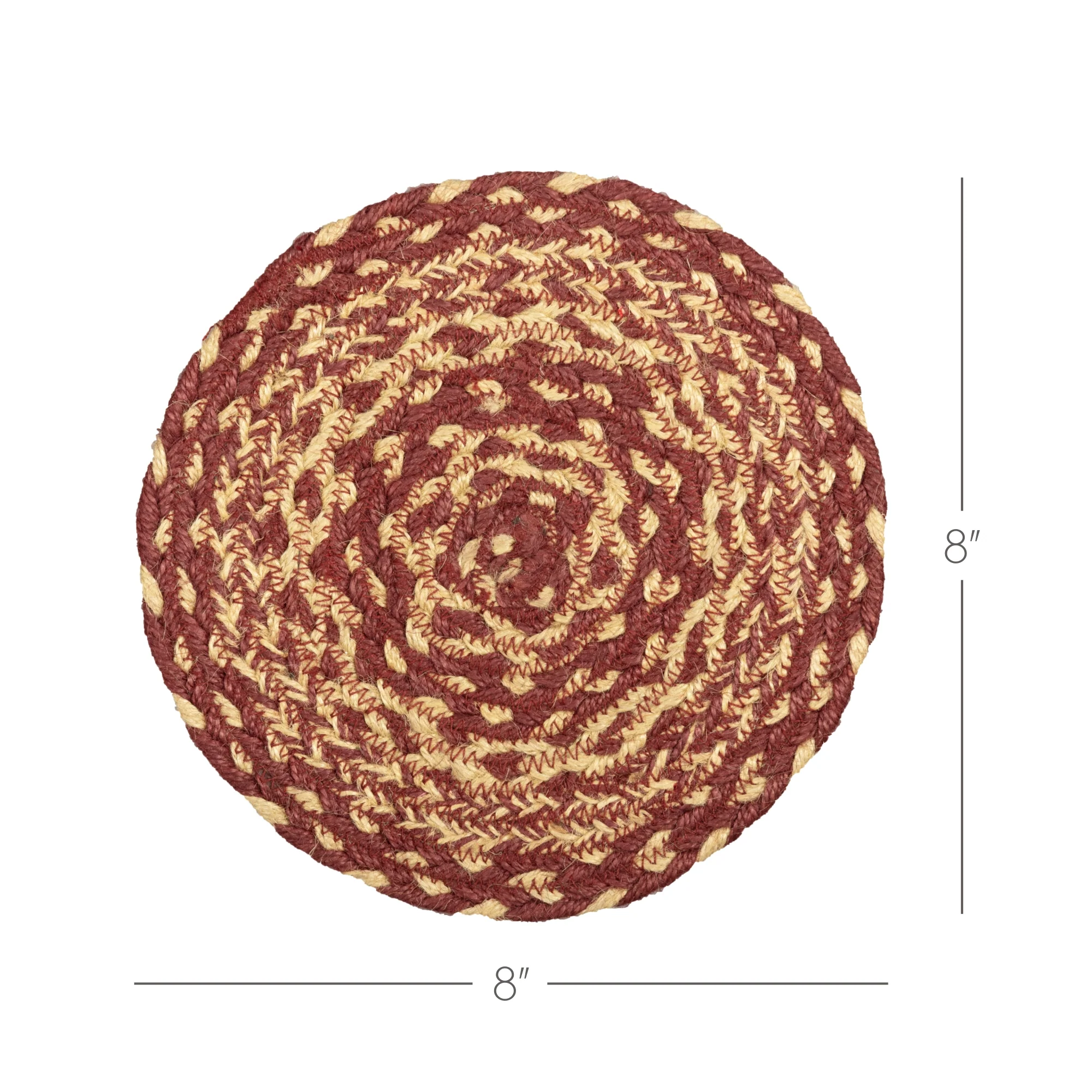 Burgundy Tan Jute Trivet 8'' - Image 6