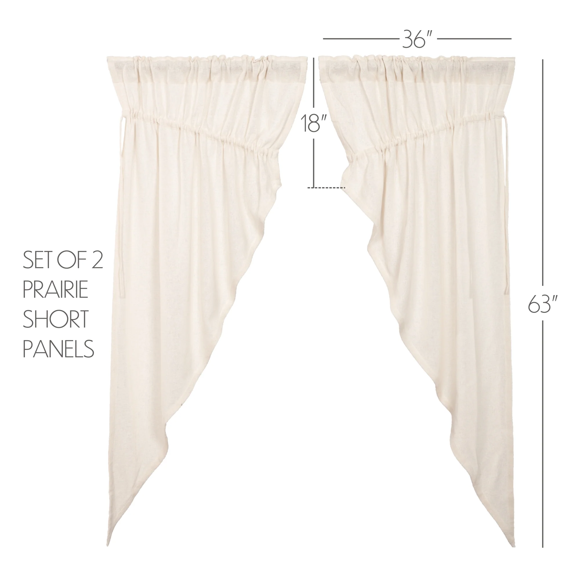 Burlap Antique White Prairie Short Panel Curtains Set of 2 - Image 8