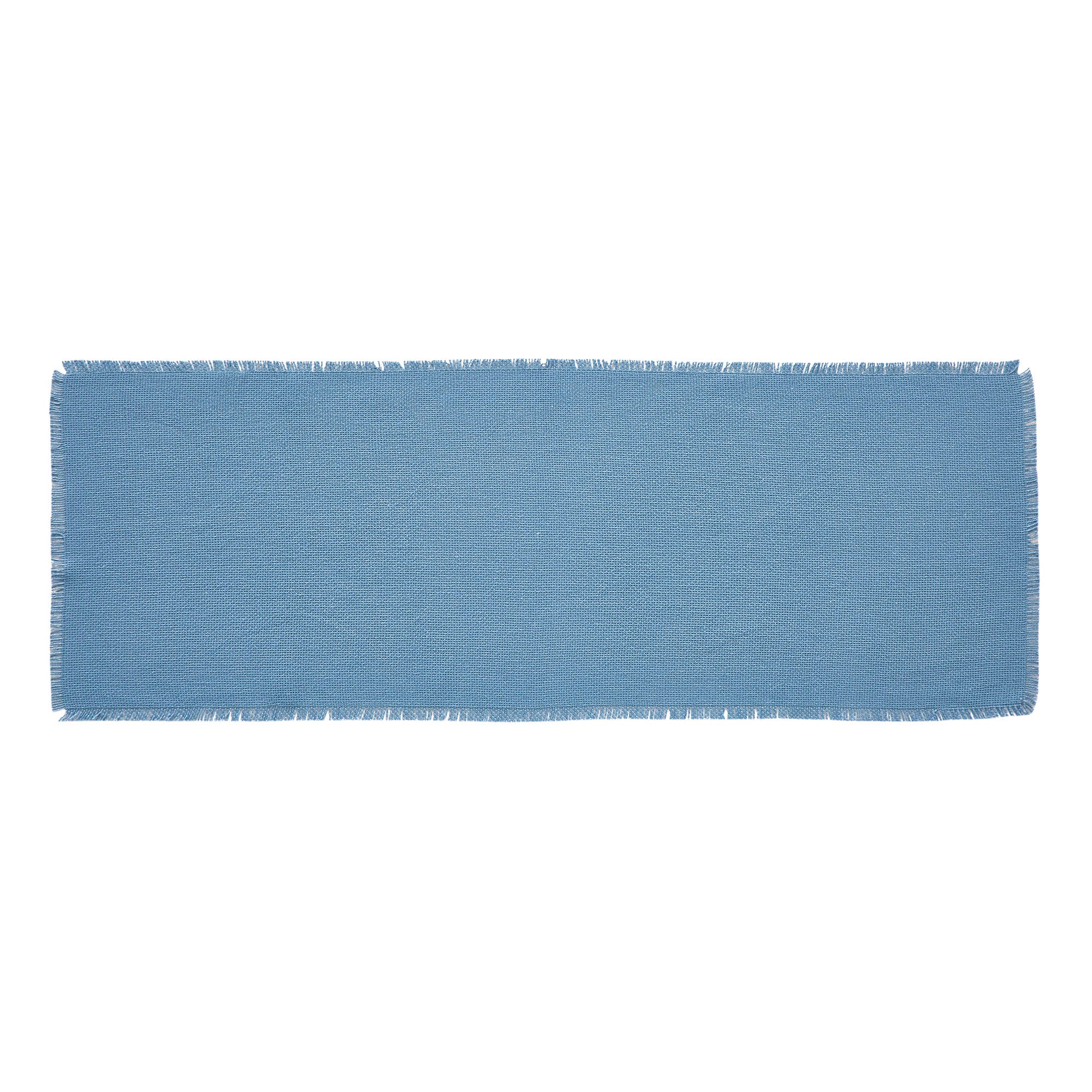 Burlap Blue Fringed Table Runner 12" x 36" - Image 2