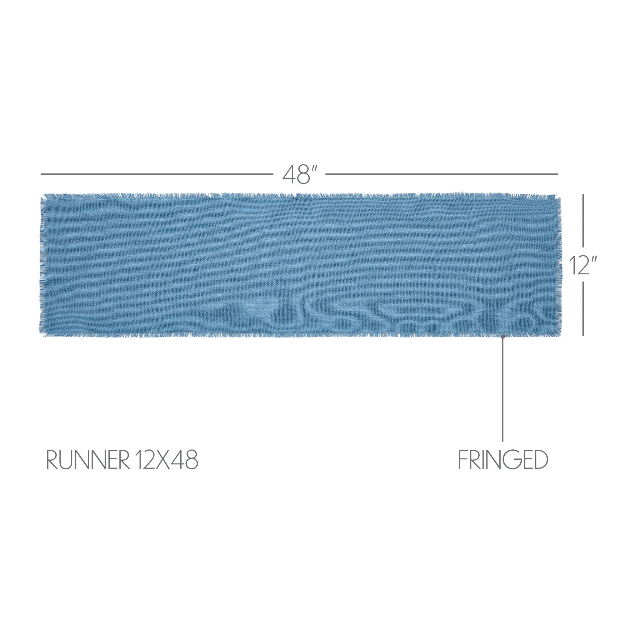 Burlap Blue Runner Fringed 12'' x 48'' - Image 3