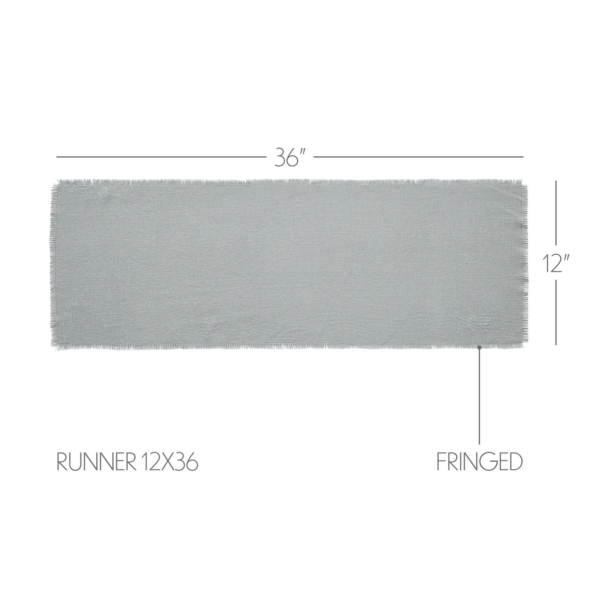 Burlap Dove Grey Runner Fringed 12" x 36" - Image 3
