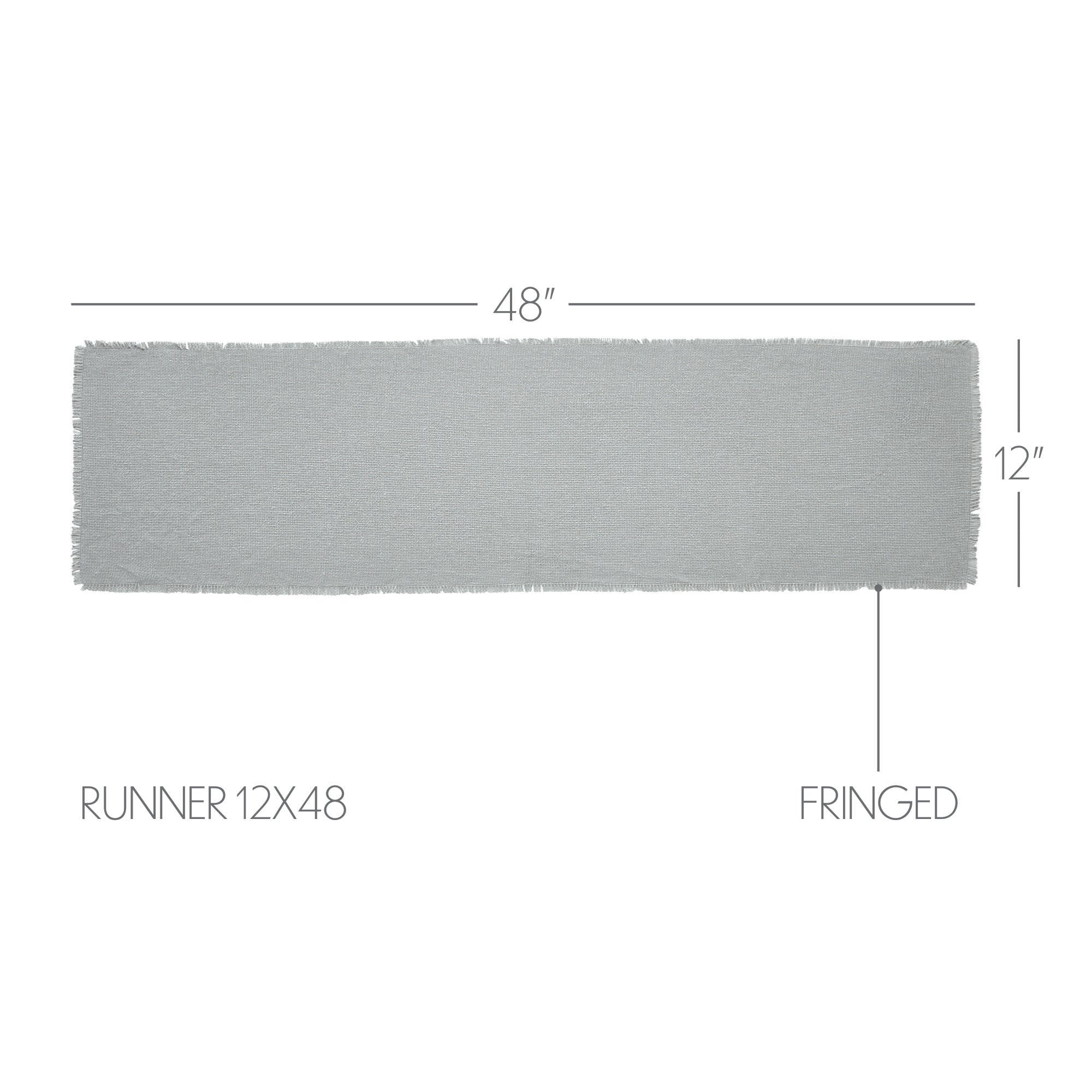 Burlap Dove Grey Runner Fringed 12" x 48" - Image 3