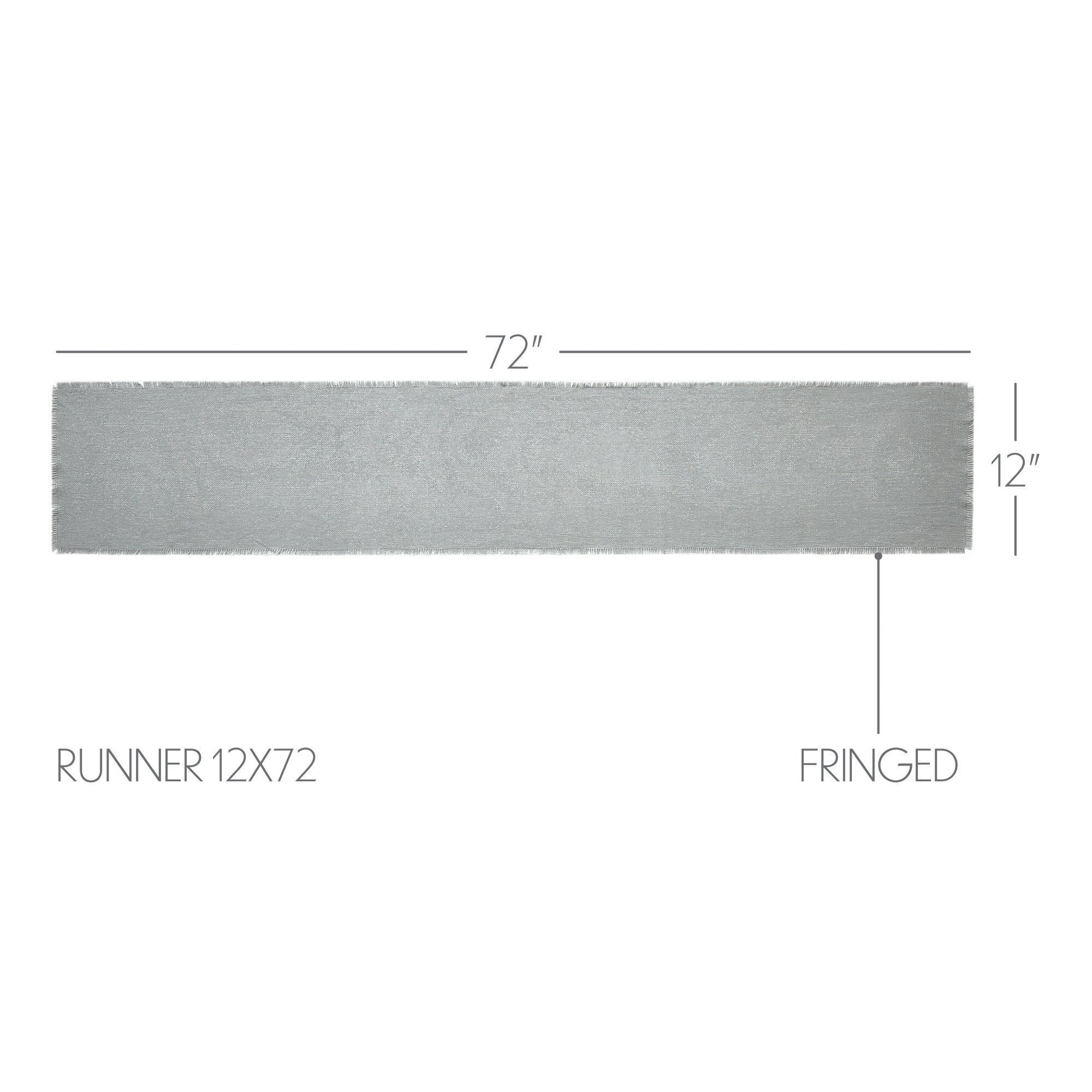 Burlap Dove Grey Runner Fringed 12" x 72" - Image 3