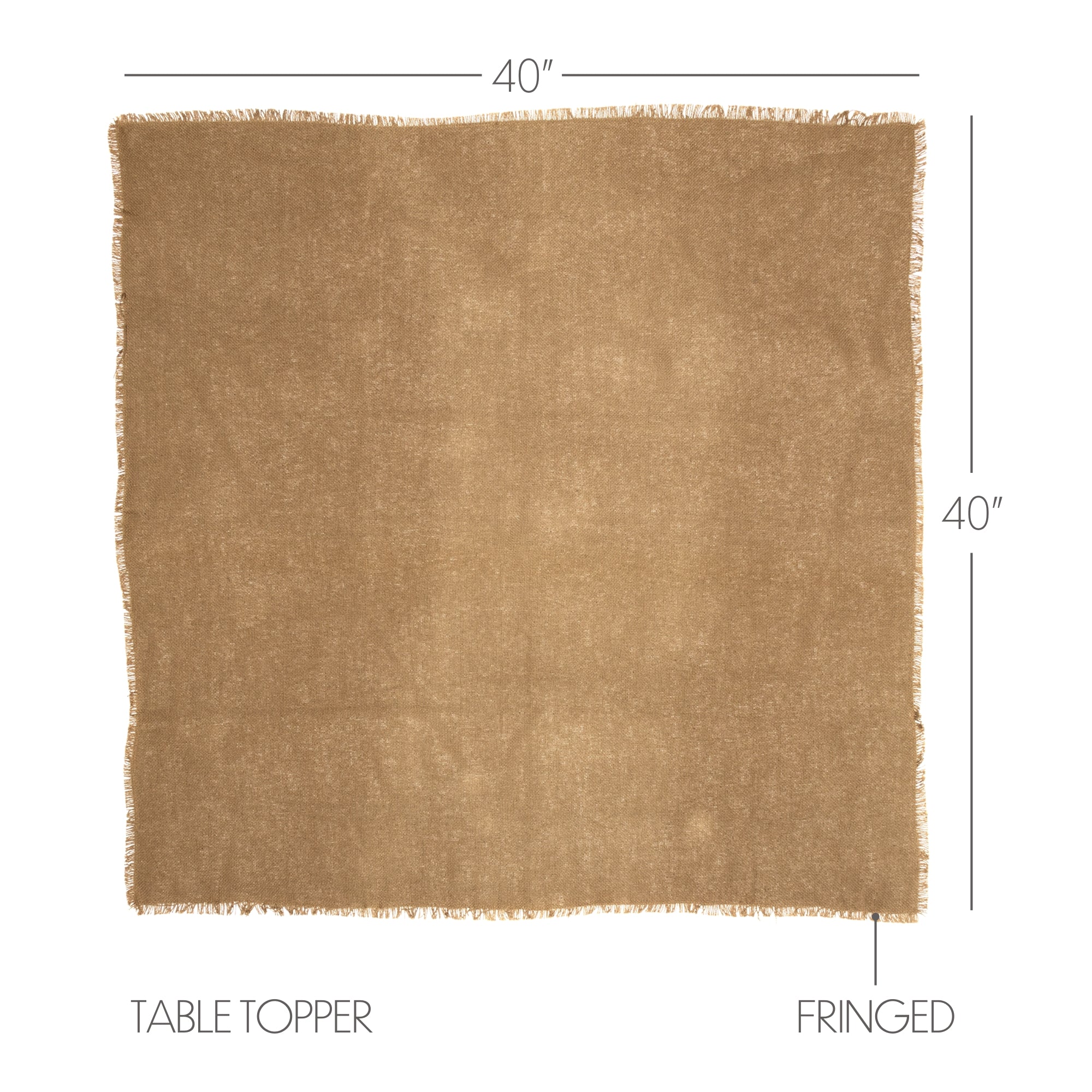 Burlap Natural Fringed 40" Table Topper - Image 4