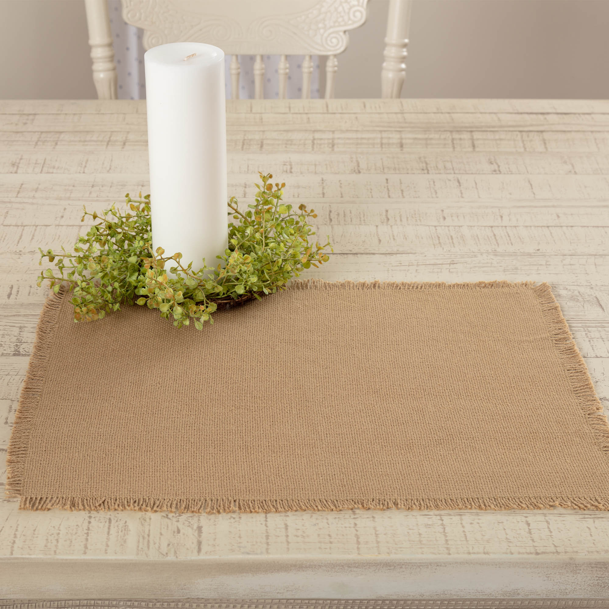 Burlap Natural Fringed Placemat Set of 6 - Image 2