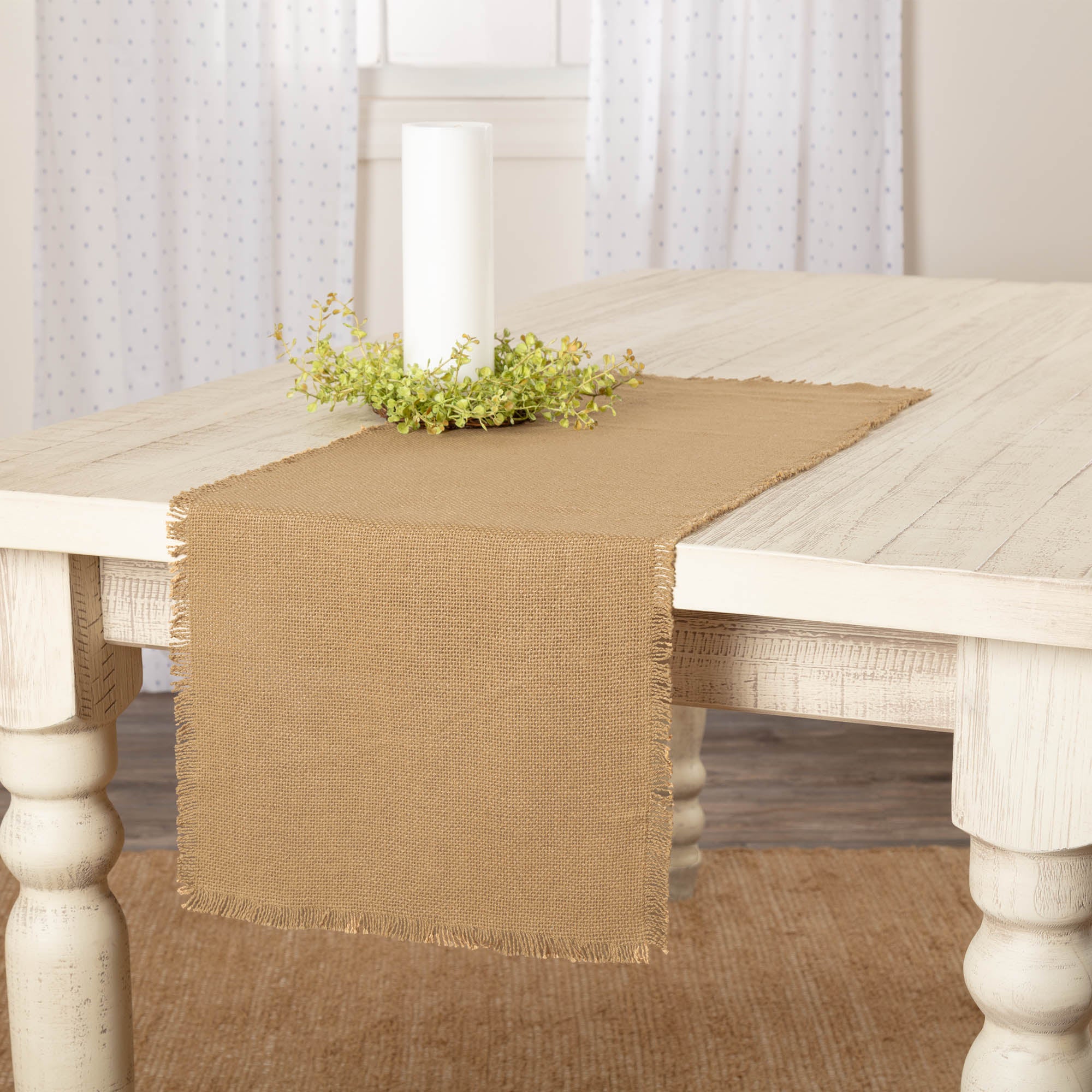 Burlap Natural Fringed Table Runner Fringed 13" x 36"