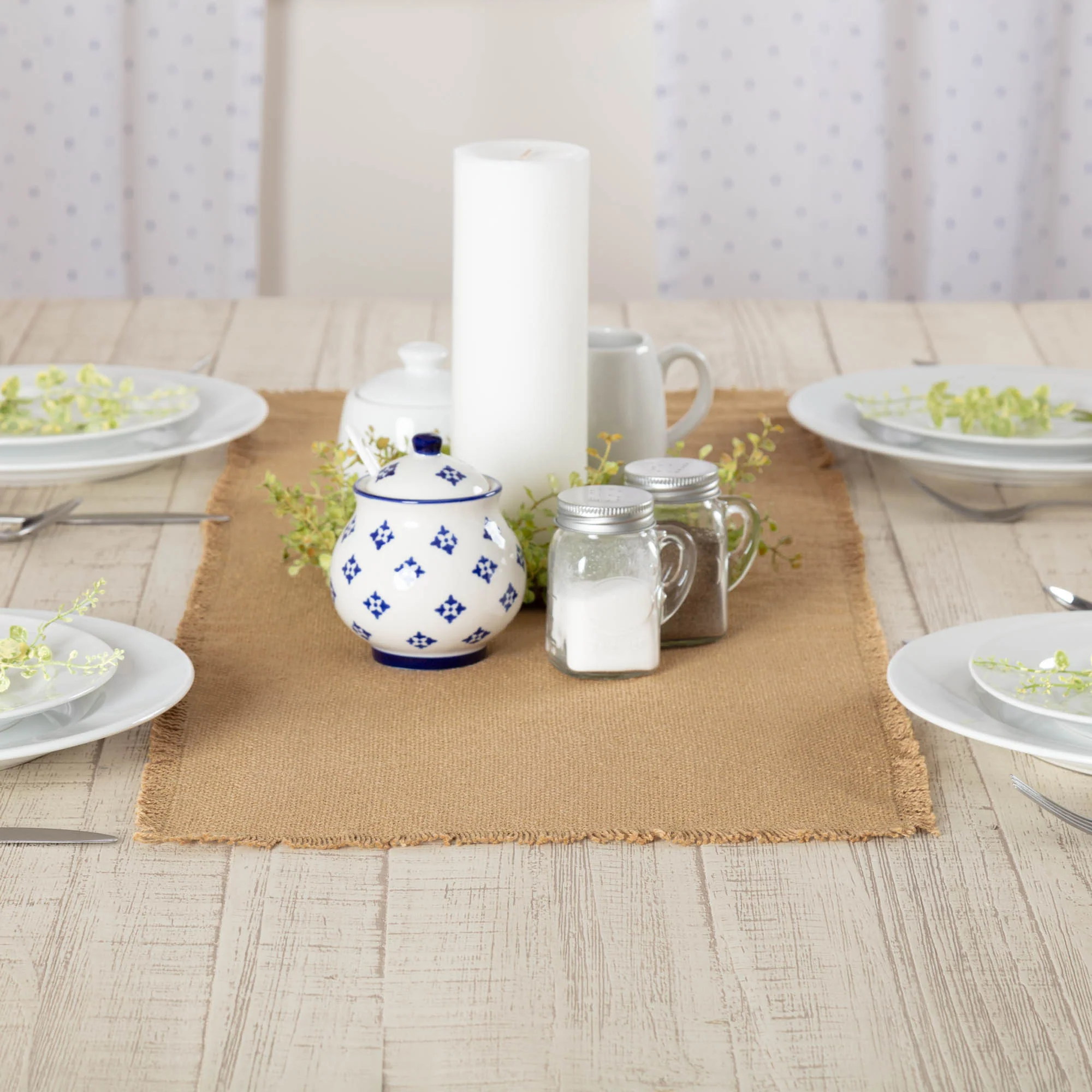 Burlap Natural Fringed Table Runner Fringed 13" x 36" - Image 4