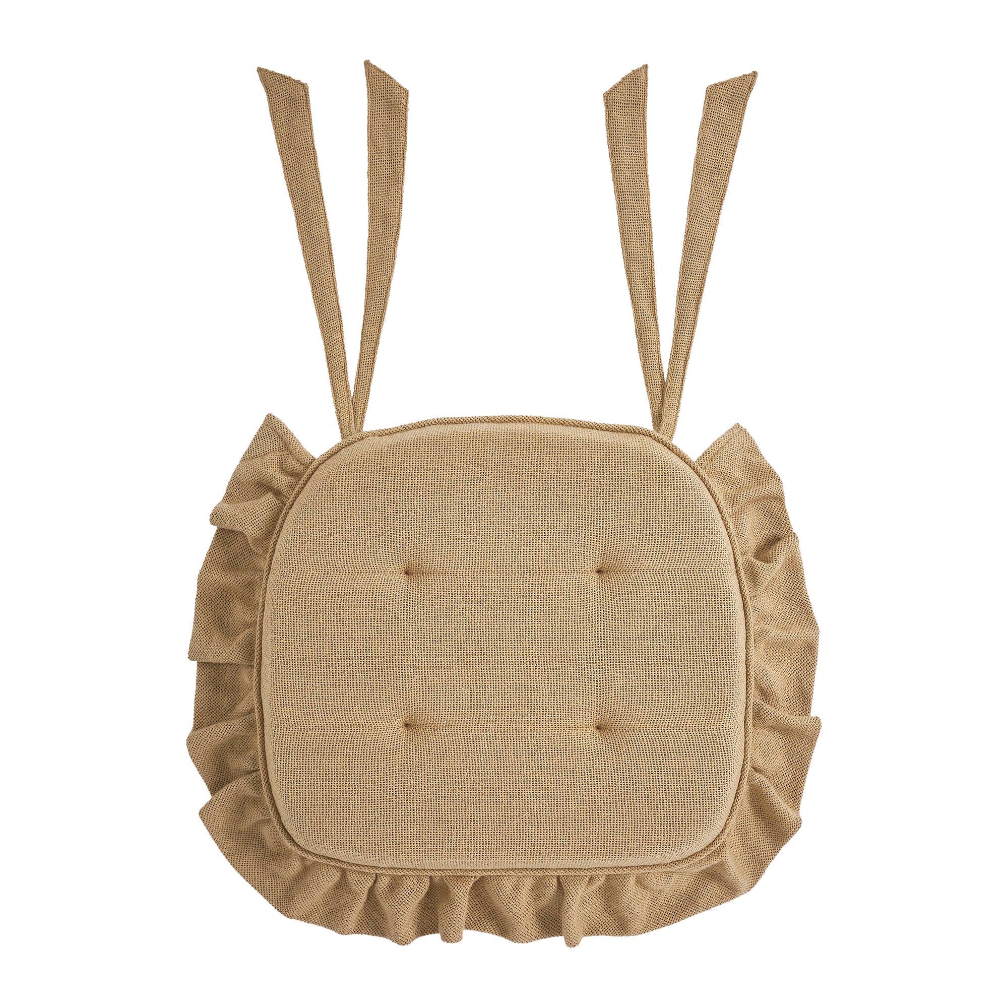 Burlap Natural Ruffled Chair Pad 16.5" x 18" - Image 3