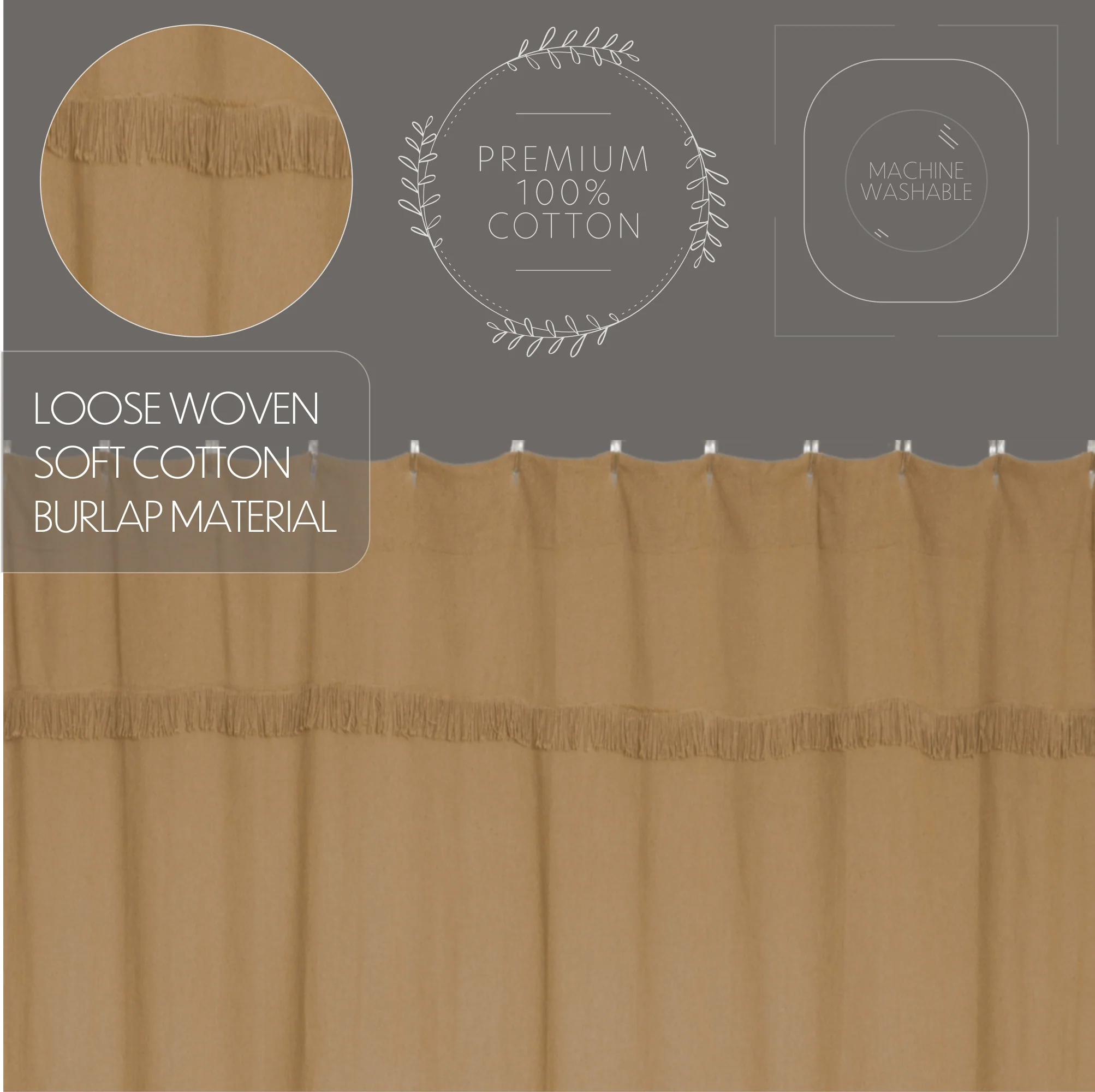 Burlap Natural Shower Curtain 72'' x 72'' - Image 5