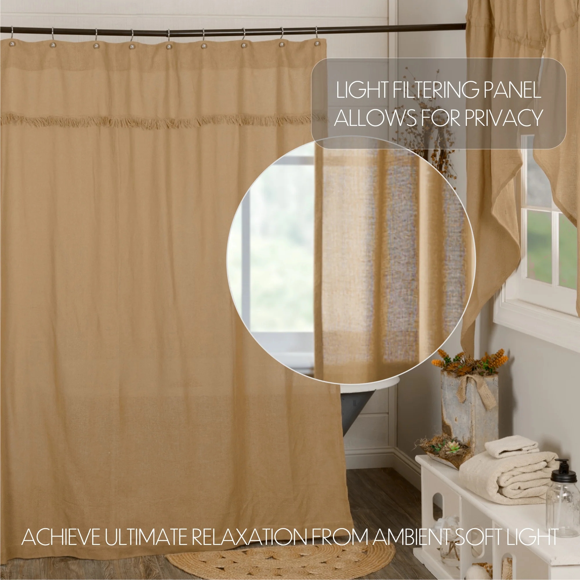 Burlap Natural Shower Curtain 72'' x 72'' - Image 7