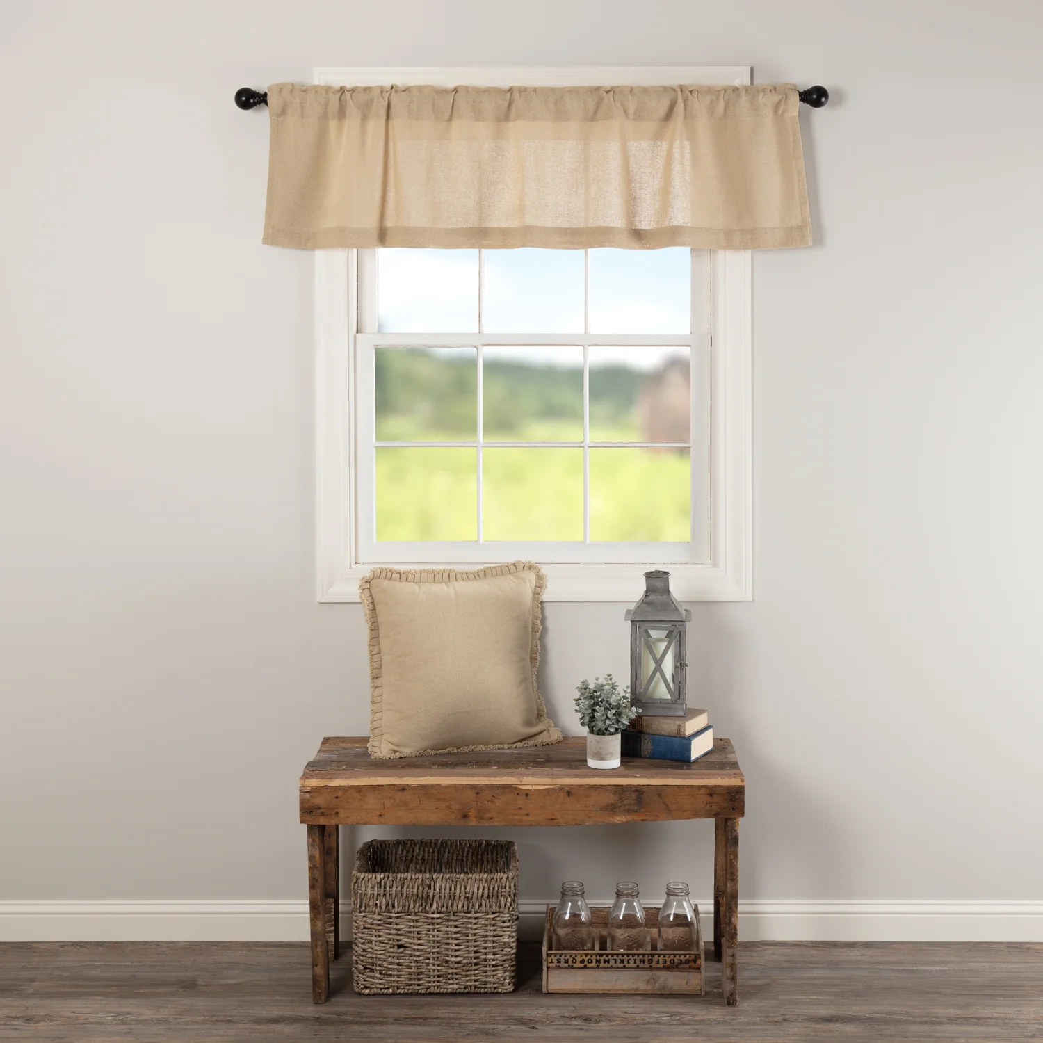 Burlap Vintage Valance 16'' x 60'' Curtain