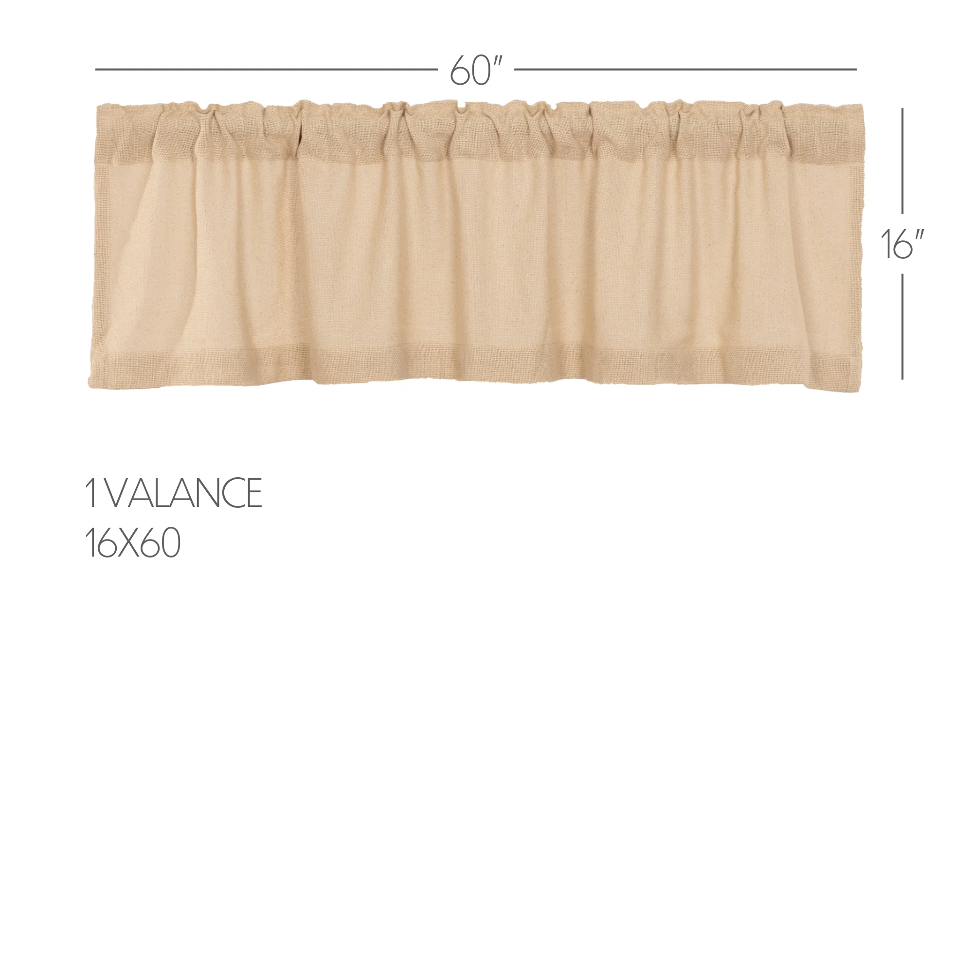 Burlap Vintage Valance 16'' x 60'' Curtain - Image 2