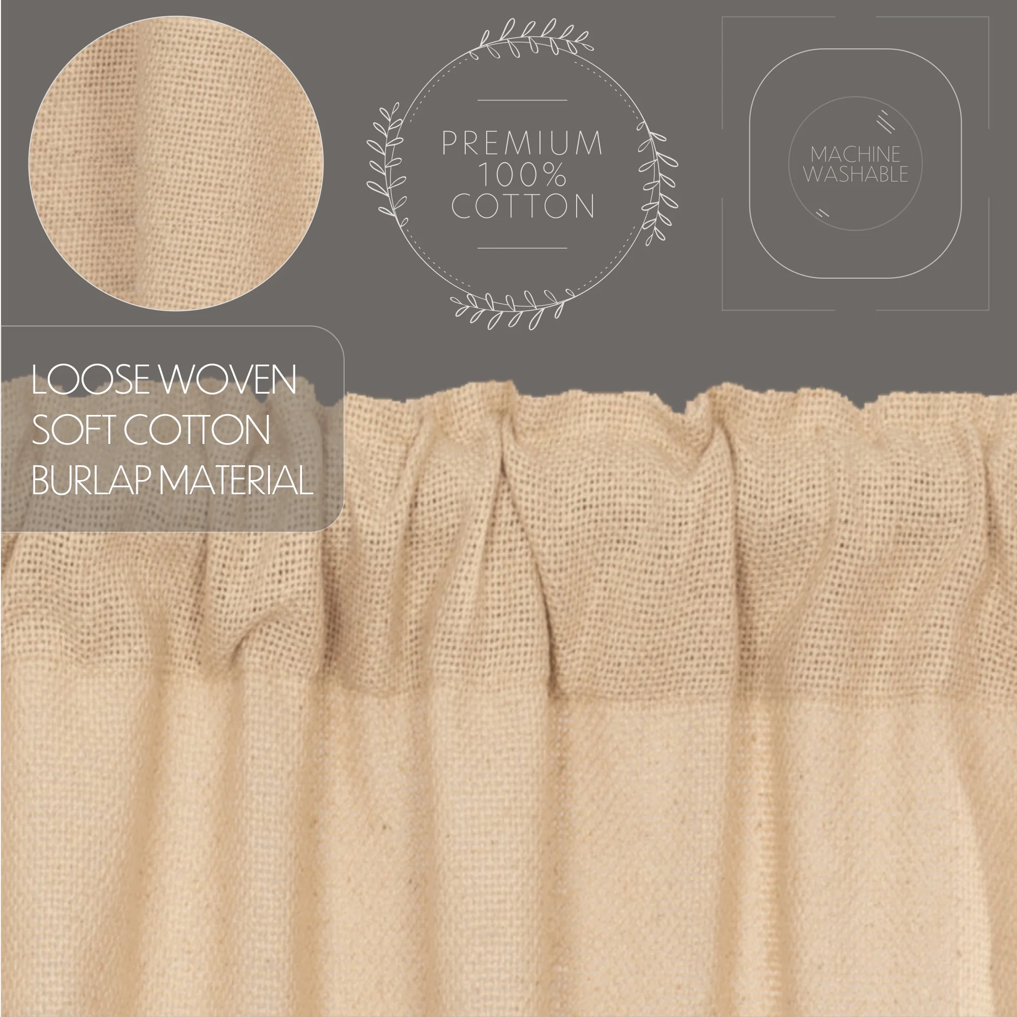 Burlap Vintage Valance 16'' x 60'' Curtain - Image 7