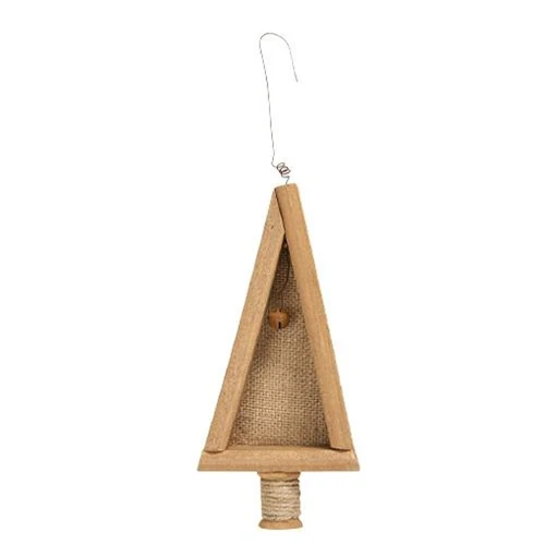Burlap & Wood Christmas Tree Shaped Ornament