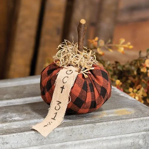 ๐ Burnt Orange & Black Stuffed October 31st Mini Pumpkin