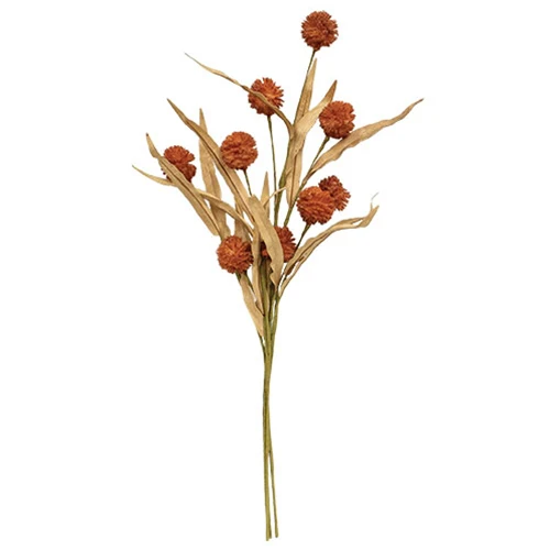 ๐ Burnt Orange Fall Grass & Billy Ball 20.5" Faux Spray - Image 2
