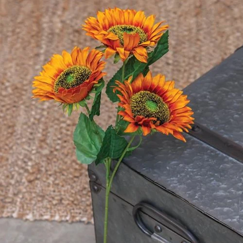 Burnt Orange Faux Sunflower Spray