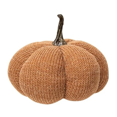 ๐ Burnt Orange Knit Pumpkin Large 8" H - Image 2