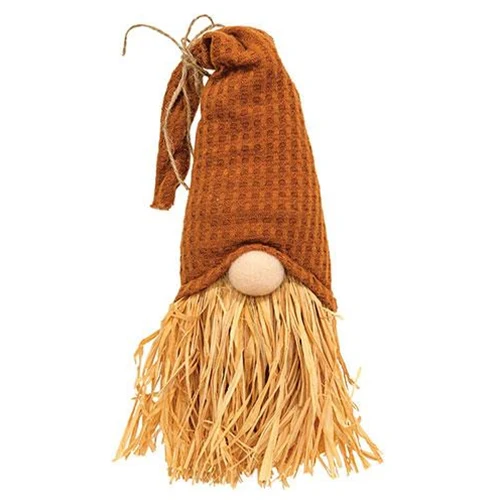 Burnt Orange Raffia Gnome 18" H Figure