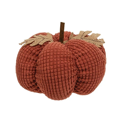 Burnt Orange Waffle Weave Pumpkin 5" H - Image 2