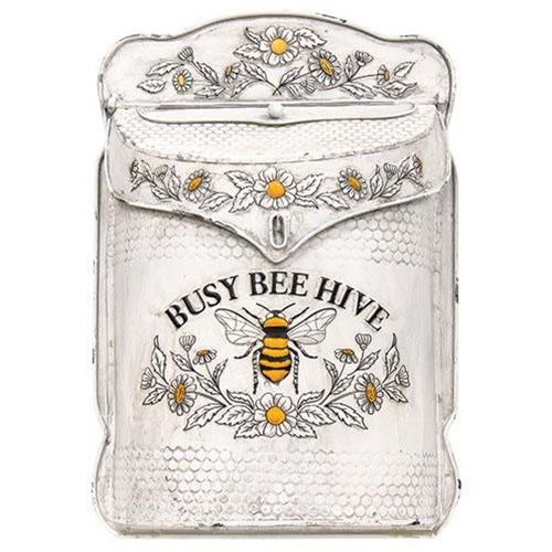 ๐ Busy Bee Hive Distressed Metal Post Box