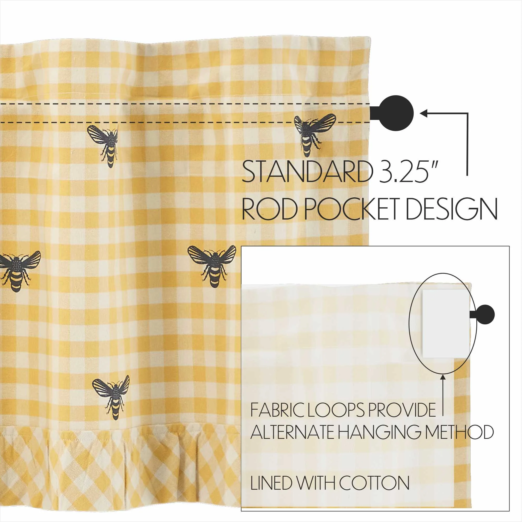 Buzzy Bees Ruffled Valance 18" x 60" - Image 4