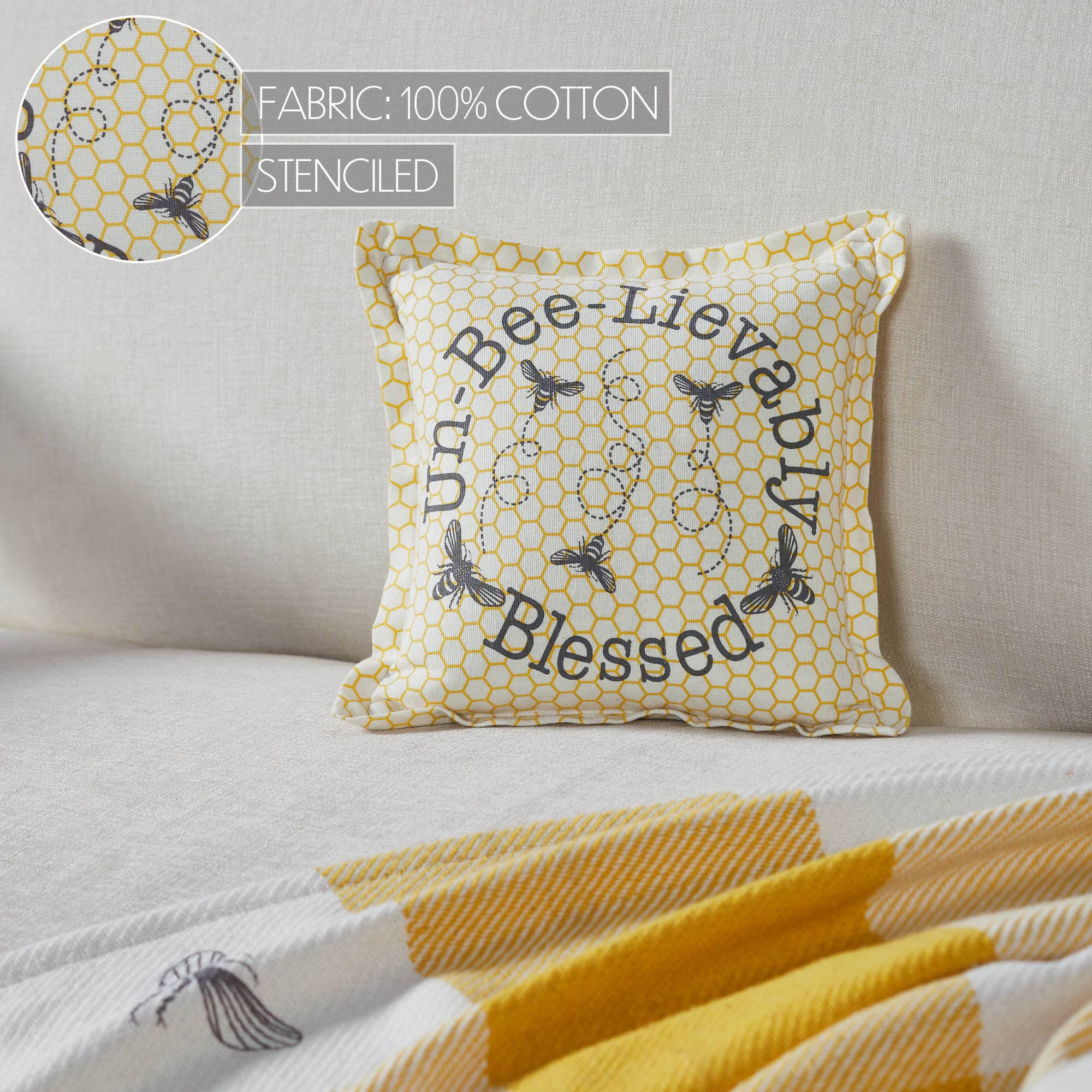 Buzzy Bees Un-Bee-Lievably Blessed 9" Accent Pillow - Image 5