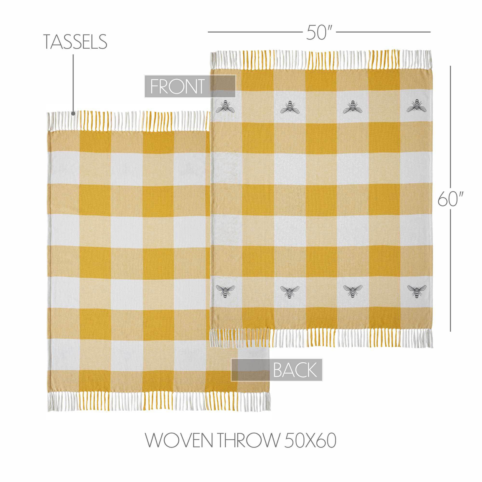 Buzzy Bees Woven Yellow and White Throw - Image 2
