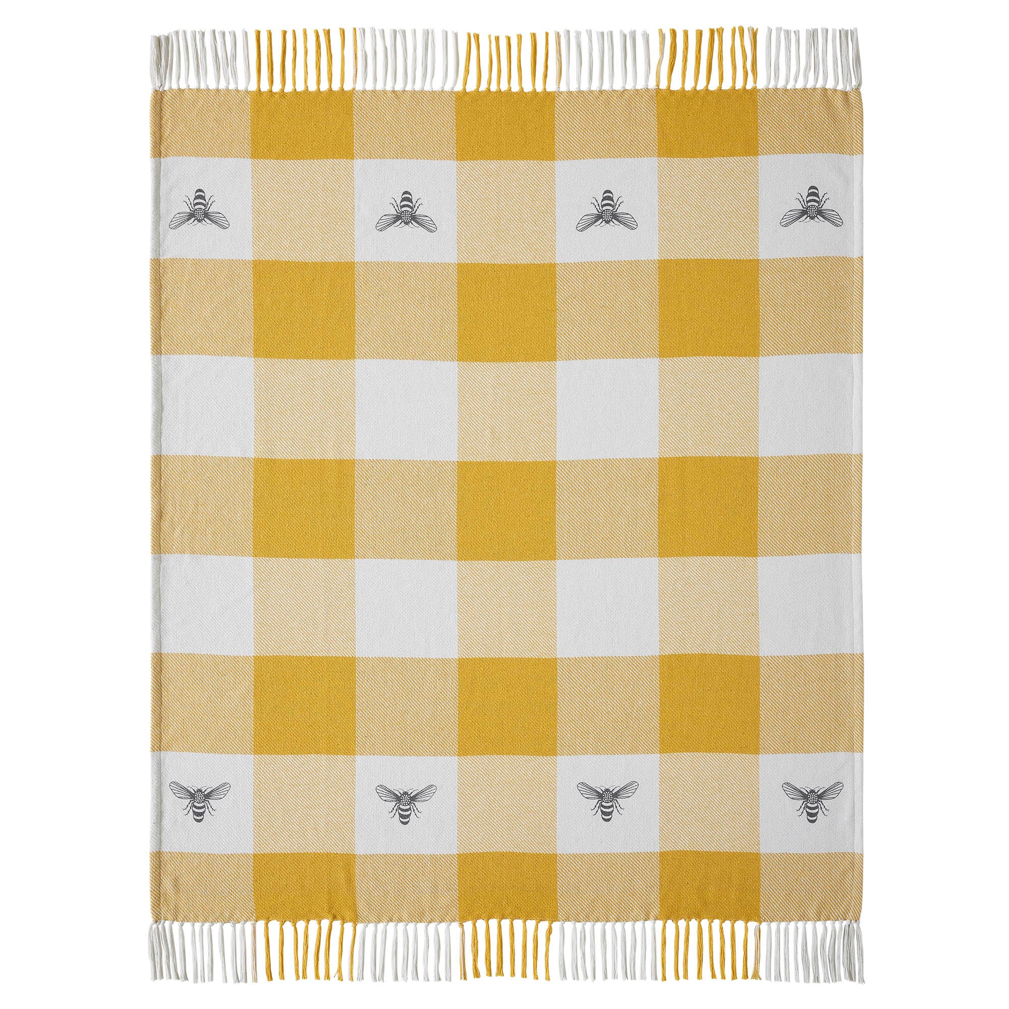 Buzzy Bees Woven Yellow and White Throw - Image 5