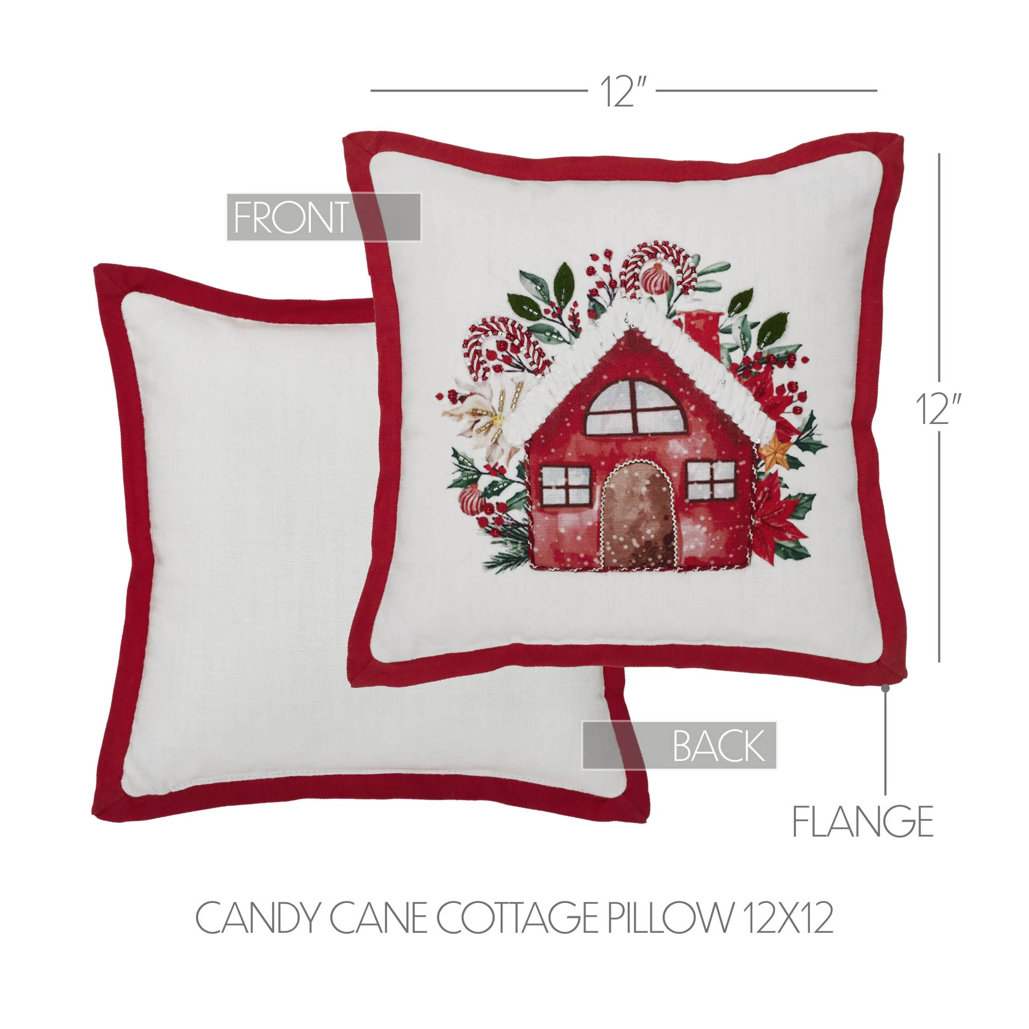 Candy Cane Cottage 12" Small Accent Pillow - Image 5
