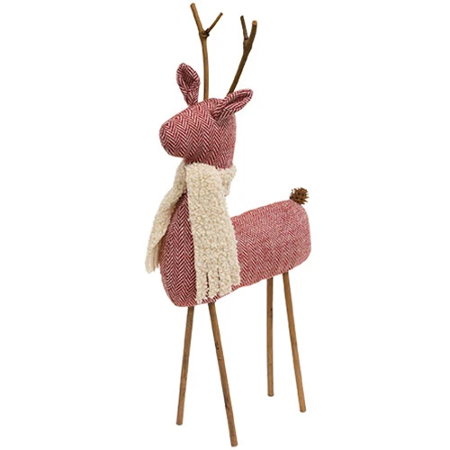 💙 Candy Cane Woodland Reindeer w/Scarf Fabric Figure