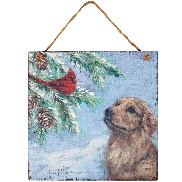 Cardinal And Golden Retriever Ornament
