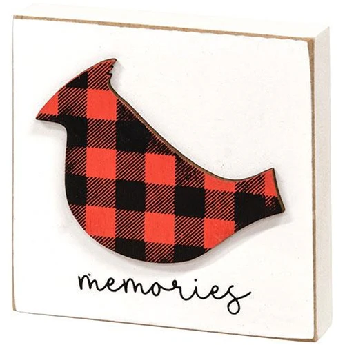 Cardinal Buffalo Check Memories 3.5" Mini Wood Block Sign - Image 2