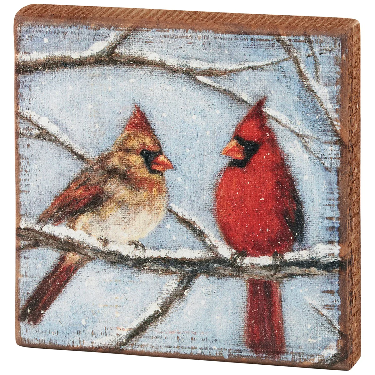 💙 Cardinal Couple Small 6" Wooden Block Sign