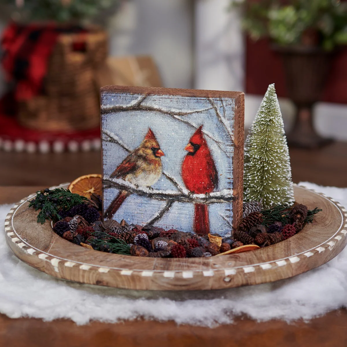 💙 Cardinal Couple Small 6" Wooden Block Sign - Image 2