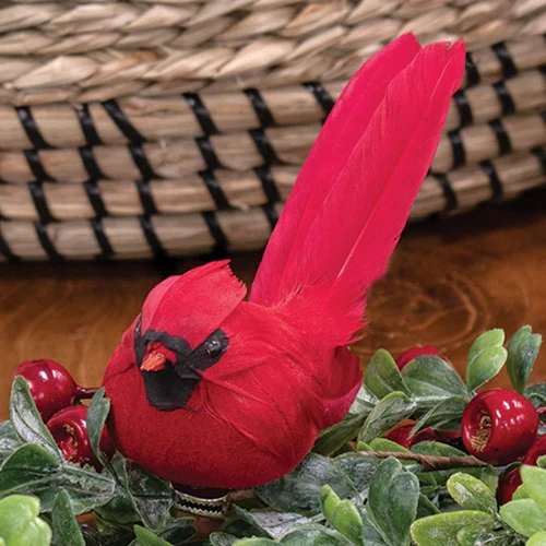 💙 Cardinal Feathered Clip-On Bird