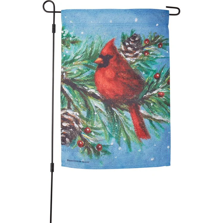 Cardinal in Tree Garden Flag